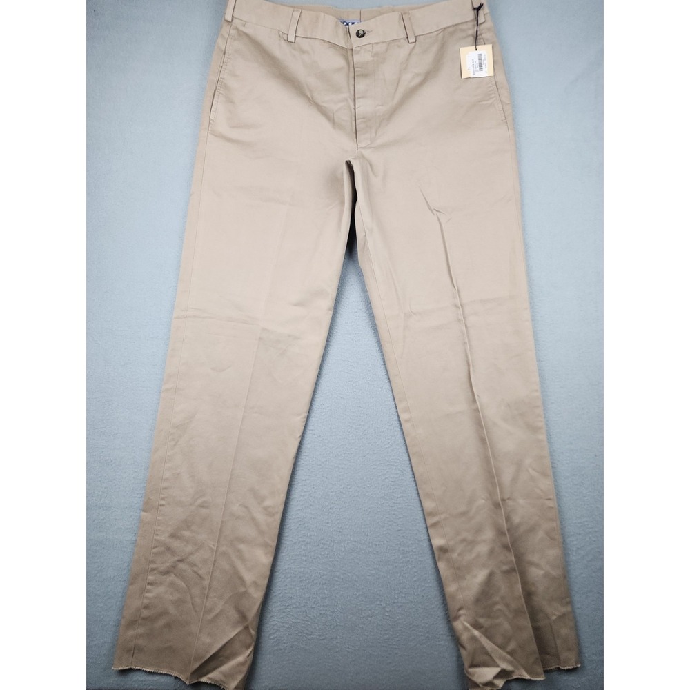 Charleston Khakis Pants Mens 38R Beige Cotton Chino Straight Casual Office NWT